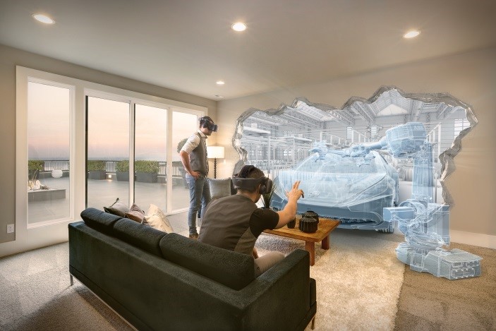 Fahrzeugbau durch VR-Brillen im Wohnzimmer sehen 